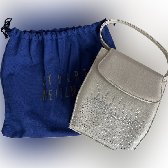 👛Explosion Oyster Sparkle Lame Handbag by Stuart Weitzman | Neutral Beige - Picture 10 of 15